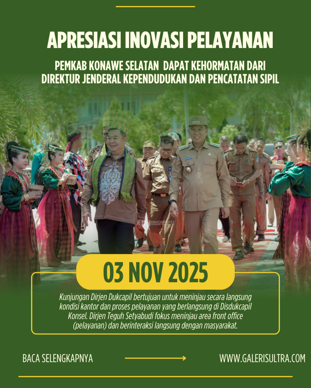 Apresiasi Inovasi Pelayanan dan Dorong Integrasi di MPP,(Pemkab) Konawe Selatan dapat kehormatan dari Direktur Jenderal Kependudukan dan Pencatatan Sipil